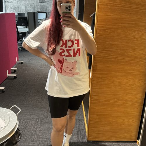 Mirror selfie of me wearing my fuck nazis shirt